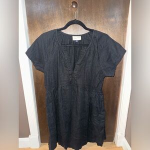 Universal Thread Black Short Sleeve Linen Dress